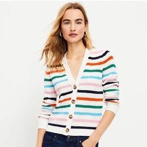 NWT LOFT Rainbow Striped Women's Cardigan